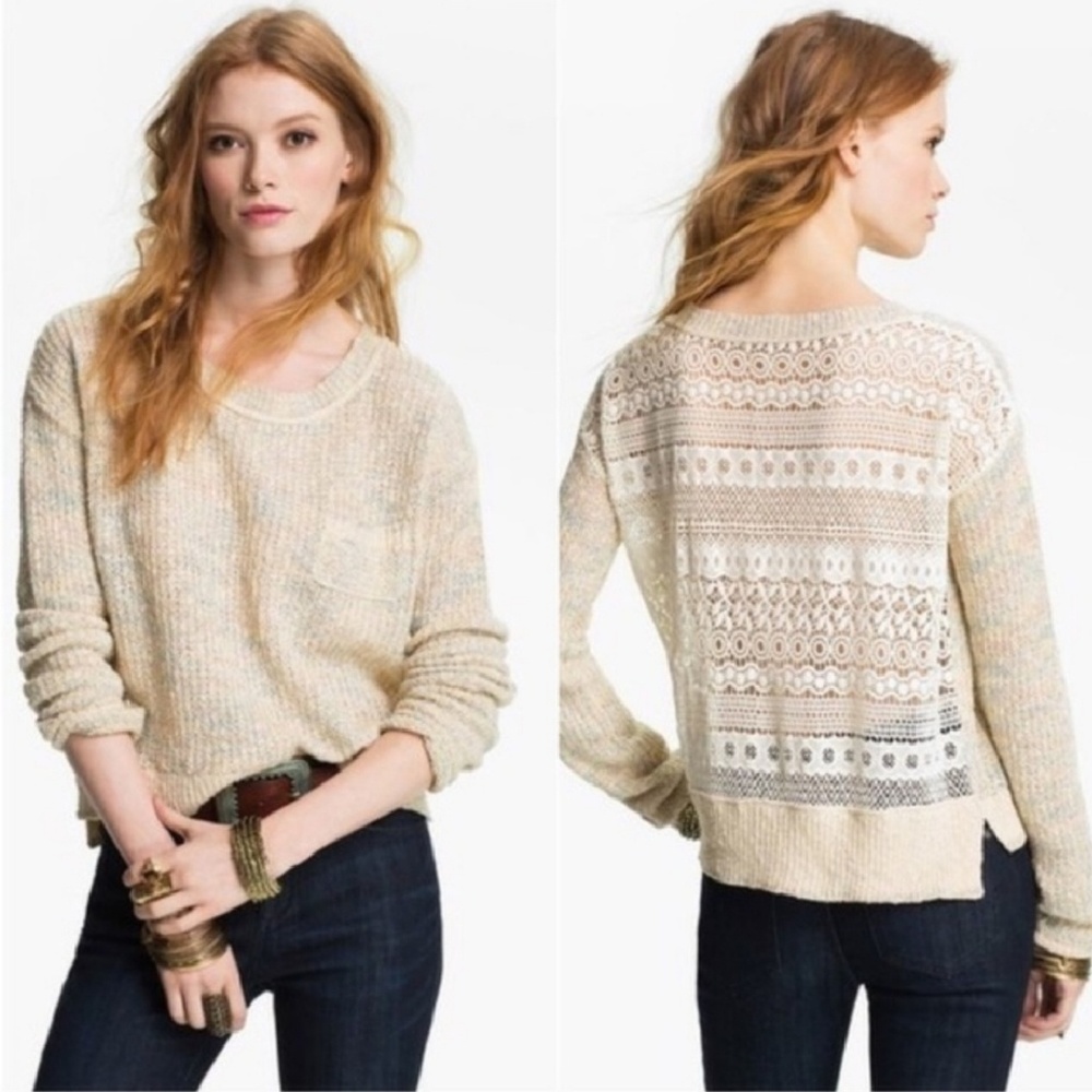 Free People Sweet Jane Crochet Sweater, XS
